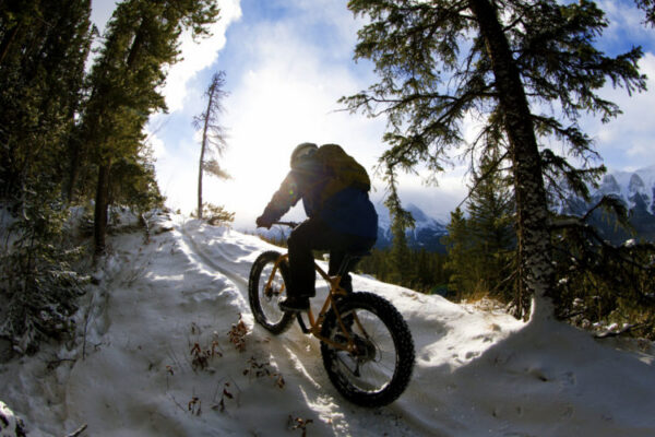 Fat biking in winter snow