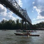 Paddling under the Washington Bridge in Washington, Mo.