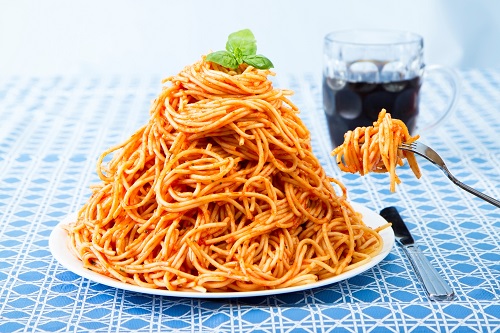 Huge Pile Of Spaghetti On Plate