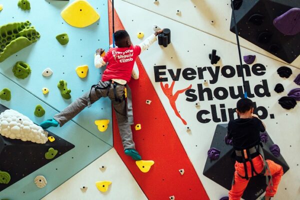 Climbing wall at Herbert HOover Boys & Girls Club in St. Louis