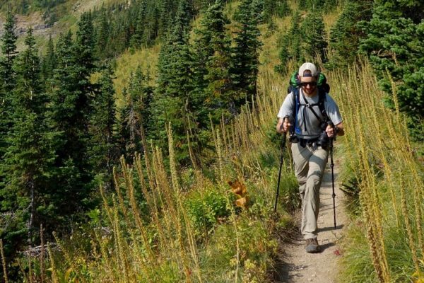 Trekking poles provide stability