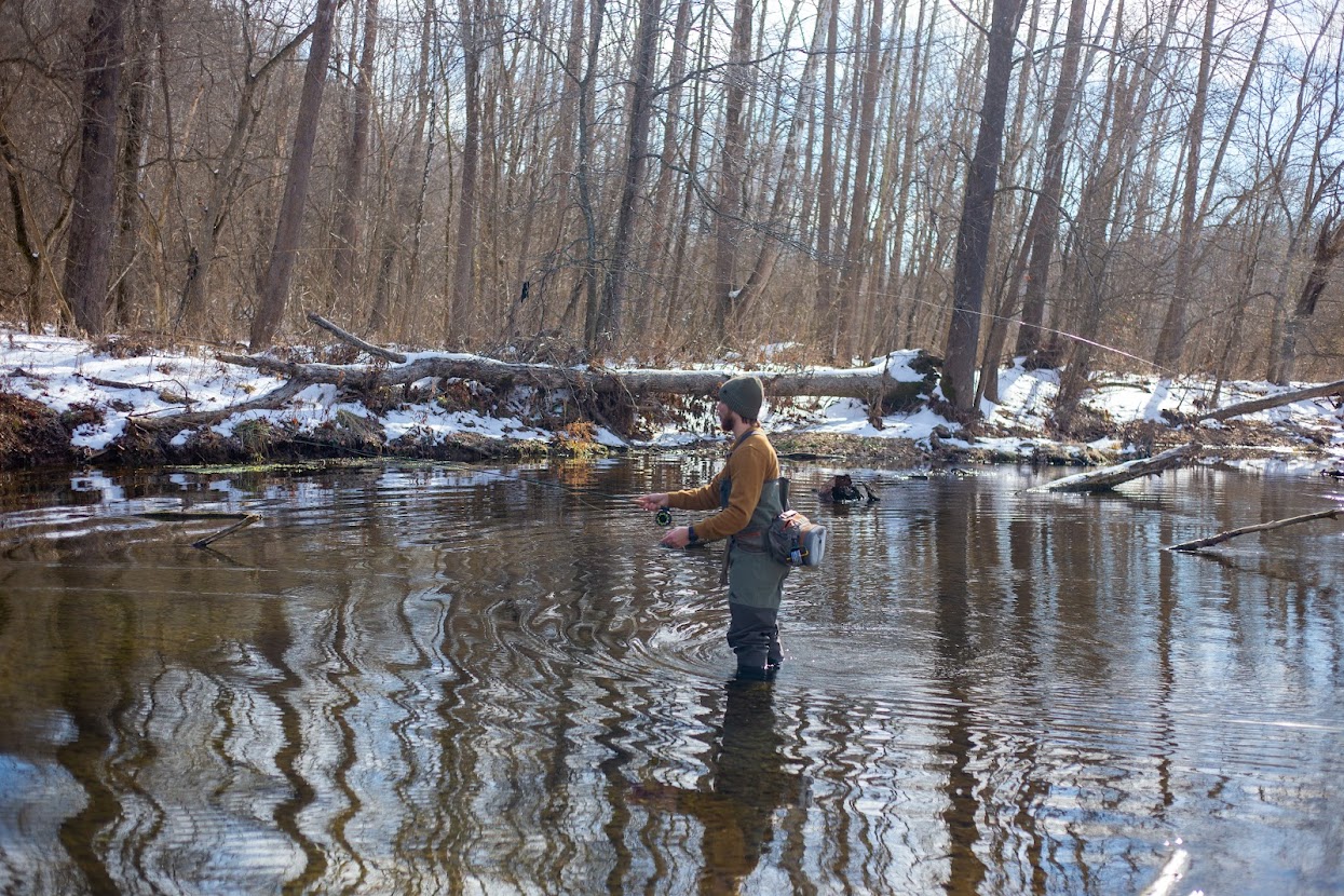 Winter fishing in Crane Creek, Missouri. 