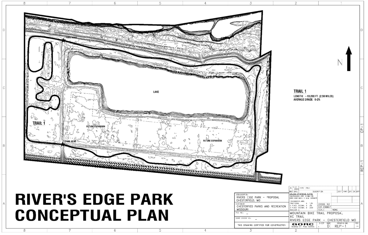 Map of the proposed River's Edge Park mountain bike trail. (GORC)